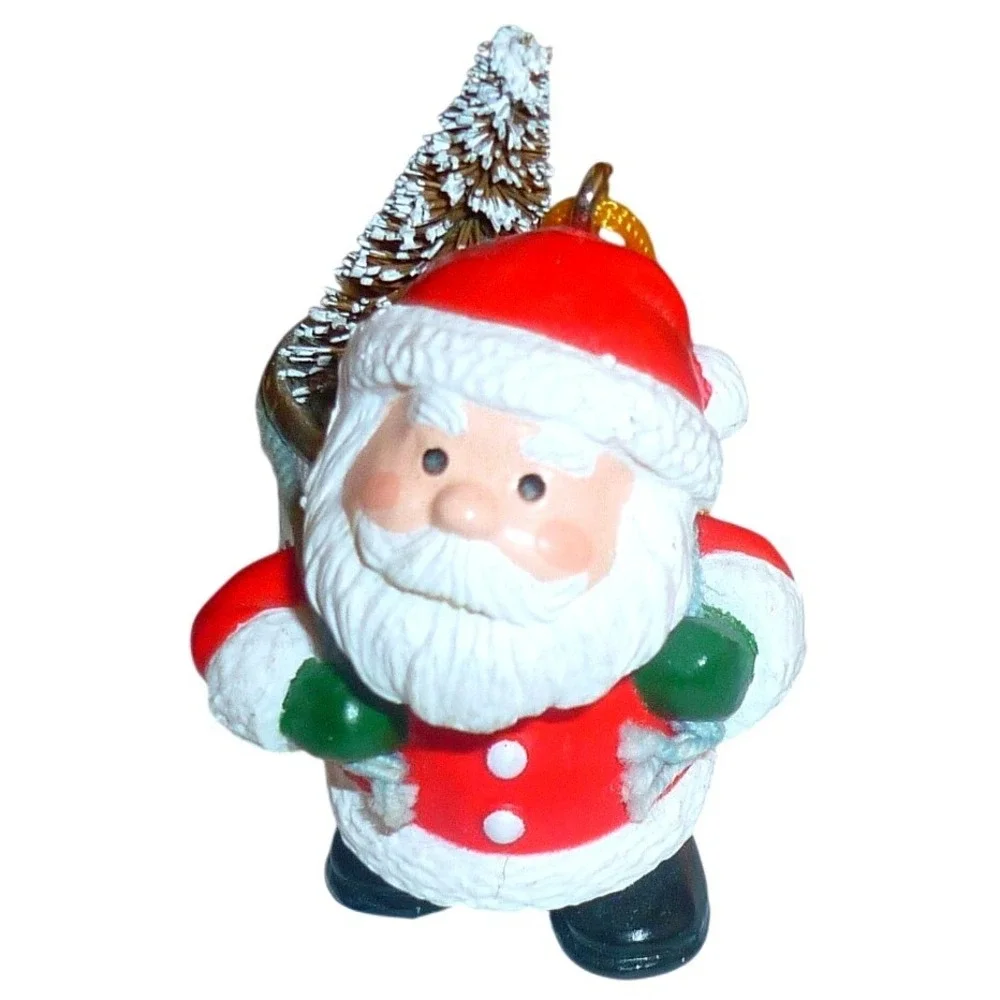 Vintage Santa Claus Ornament with‎ Thimble Backpack and Bottle Brush Tree Red 2
